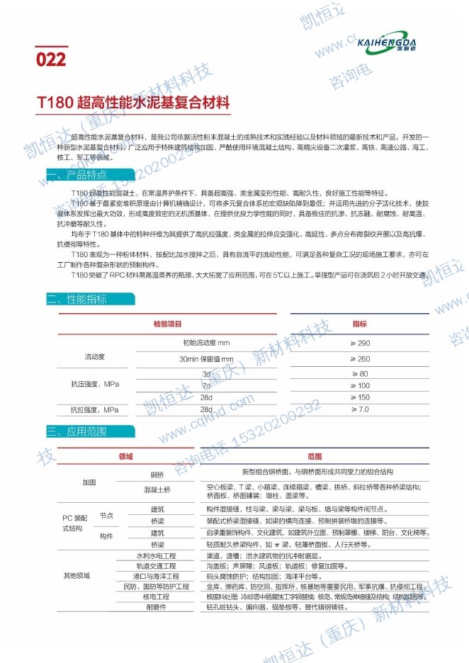 T180 超高性能水泥基复合材料说明书第1页