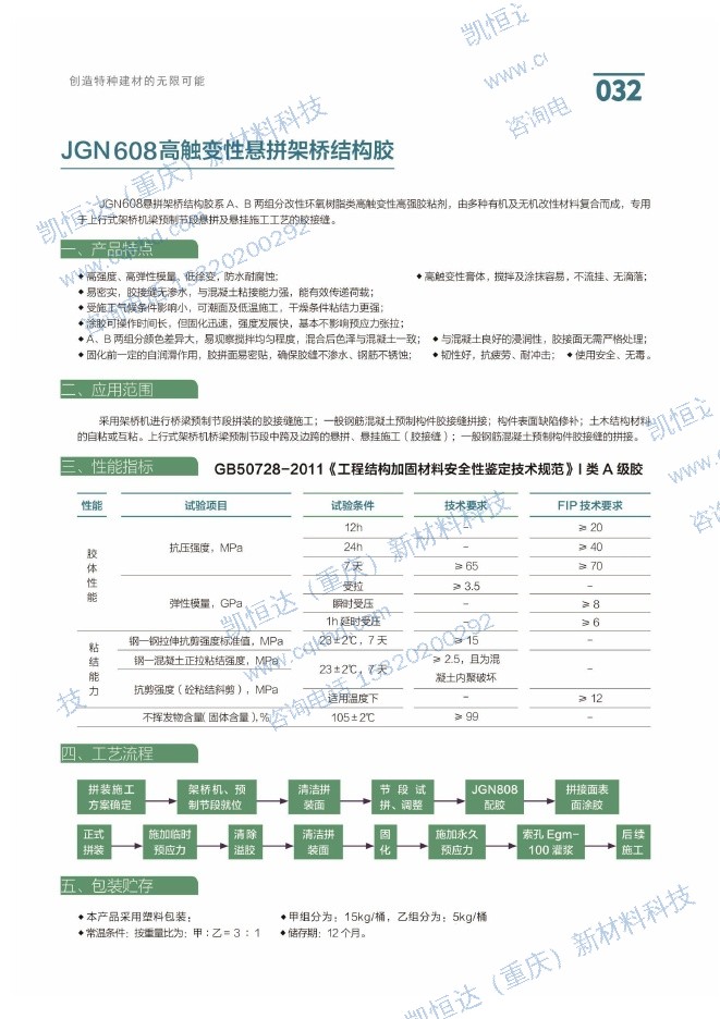 JGN608高触变性悬拼架桥结构胶说明书第1页